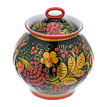 0070615  Хохлома САХАРНИЦА "РЯБИНКА" фарфор