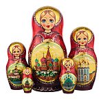 Матрешка "Храм Василия Блаженного" 5 мест