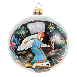 0070092 Лаковая миниатюра Палех ШАР НОВОГОДНИЙ круговая роспись (стекло)