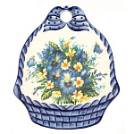 006375 Гжель Доска сырная "БУКЕТ В КОРЗИНЕ"