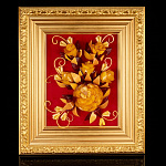 0055416-НП ПАННО ЯНТАРНОЕ "Цветы" 20*30см внутр.разм.( в дв.багете итал.дерево)