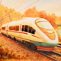 Картина янтарная "Скоростной поезд" 30х40 см, фотография 2. Интернет-магазин ЛАВКА ПОДАРКОВ