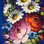 Поднос расписной "Цветы" синий 33х25 см, фотография 2. Интернет-магазин ЛАВКА ПОДАРКОВ