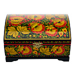 Шкатулка-сундучок "Цветы". Хохлома