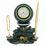 Настольный набор с часами-шаром "Тигр" из натурального камня