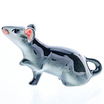 0051542 Гжель СИМВОЛ ГОДА  Фигурка МЫШКА БЕГУЩАЯ цветная