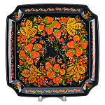 0076508 Хохлома ТАРЕЛКА  КЛУБНИКА 23*23 см