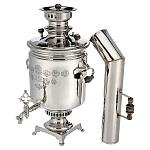 0074882 КОМПЛЕКТ Комбинированный Самовар+труба БАТАШЕВА медальный никелированный 8 л