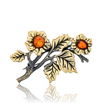 0071542/3460.4 Брошь Цветок Гибискус (коньячный)