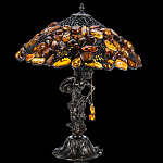 Настольная лампа из янтаря и бронзы "Водолей"