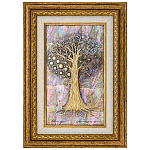 0070568 КАРТИНА Перламутровая "ЧЕТЫРЕ ВРЕМЕНИ ГОДА" об грунт акрил золото темпера35*25см