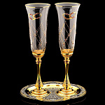 0028118/2перс Златоуст питейный Набор Свадебный "ГОРЬКО!"  на 2персоны Чешское стекло, Гранаты в ПУ