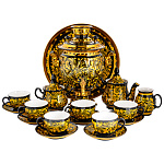 0068154-3л- Самовар электрический + СЕРВИЗ "КУДРИНА ЗОЛОТАЯ" 3л в наборе 6 персон