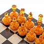 Шахматный ларец с янтарными фигурами "Королевский" 48х48 см, фотография 10. Интернет-магазин ЛАВКА ПОДАРКОВ