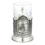 100413  Подстаканник НИКЕЛИРОВАННЫЙ "Москва СПАССКАЯ БАШНЯ" СЕРЕБРЕНИЕ С36519