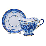 Чайная пара с росписью "Семейная". Гжель в золоте