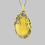 723022/33,41г  Серебро 925* ПОДВЕСКА вст.Янтарь фианит р/п