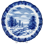  Гжель ТАРЕЛКА настенная"Зимний пейзаж" d-23см