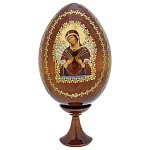 0076708/8,5см ЯЙЦО ПАСХАЛЬНОЕ С ЛИКОМ 'БМ СЕМИСТРЕЛЬНАЯ" на подставке 12см  (дерево)