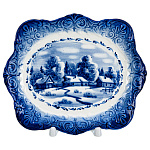  Гжель Тарелка сувенирная настенная ЗИМА 18*15 см