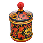 0070541 Хохлома ПОСТАВОК С КРЫШКОЙ  выс.14,5см 