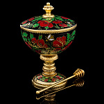 Медовница с позолотой и эмалью "Маки". Златоуст