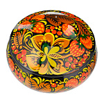 Деревянная круглая шкатулка с росписью "Клубника". Хохлома