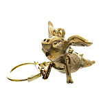 0056216 Сувенир БРЕЛОК "ПЯТАЧОК  ОТДЫХАЕТ" Бронза