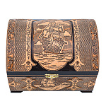 Деревянная шкатулка из бересты "Корабль"