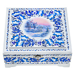 0040175/17*17см  Хохлома Шкатулка СЮЖЕТНАЯ в асс. ФОН Р9 Н 0007