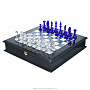 Шахматный ларец с перламутром и фигурами из хрусталя 48х48 см, фотография 1. Интернет-магазин ЛАВКА ПОДАРКОВ