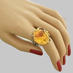 720085/7,24г  Серебро 925* КОЛЬЦО вст.Янтарь р/п