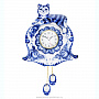 Часы настенные "Котик". Гжель, фотография 1. Интернет-магазин ЛАВКА ПОДАРКОВ