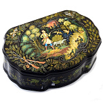  /22*15*6см Художественная роспись Шкатулка "Охота" фигурн./200