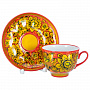 Чайный сервиз на 6 персон "Кудрина красная". Хохлома, фотография 4. Интернет-магазин ЛАВКА ПОДАРКОВ