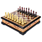 0070679 ШАХМАТНЫЙ ЛАРЕЦ карельская береза (фигуры ЯНТАРНЫЕ)