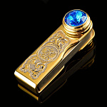 0049956 Златоуст ФЛЕШКА 16гб  (голубой камень)