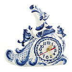 7467 Гжель Часы настольные "Волна" 24*23см Авт. Исаев С.В.