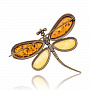 Брошь с янтарной вставкой "Стрекоза", фотография 1. Интернет-магазин ЛАВКА ПОДАРКОВ