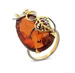 720019/5,29г  Серебро 925* КОЛЬЦО вст.Янтарь р/п 