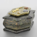 0021324/ФР Нат.камень Шкатулка "ЛИЛИЯ"на шарнирах Змеевик  