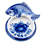 Розетка фарфоровая с росписью "Рыба". Гжель, фотография 5. Интернет-магазин ЛАВКА ПОДАРКОВ
