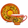 Чайный сервиз на 6 персон "Кудрина красная". Хохлома, фотография 3. Интернет-магазин ЛАВКА ПОДАРКОВ