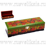31005/29*10см  Хохлома Шкатулка ПРЯМОУГОЛЬНАЯ цвета в ассортименте
