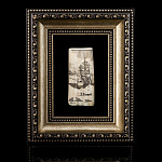 0064434/17 Клык моржа ПАННО в раме "Русский север"19,5*24/10*14,5см (черная коробка)