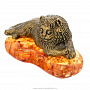 Статуэтка с янтарем "Кот лев", фотография 2. Интернет-магазин ЛАВКА ПОДАРКОВ