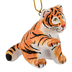 /МАЙОЛИКА фигурка "Тигренок с поднятой лапой" подвес  выс.6см