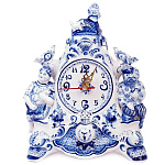 8040 Гжель Часы "ЖИЛИ-БЫЛИ" Авт.Черновы Л.и В 