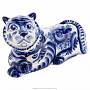 Скульптура "Тигр-добряк". Гжель, фотография 1. Интернет-магазин ЛАВКА ПОДАРКОВ