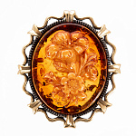 0059714/2492.4 Брошь Камея Букет  (коньячный)